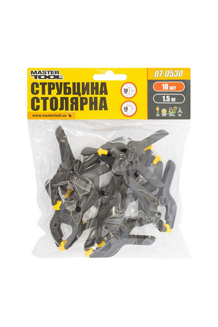 Струбцина столярна MASTERTOOL A-Type пружинна 60 мм захват 30 мм набір 10 шт 07-0530 Коломыя - изображение 3