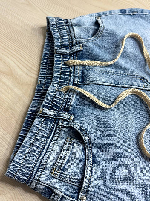 Шорти жіночі джинсові Liana 4-026 з резинкою на талії та шнурком стрейчеві блакитні , блакитний, 33, 33, 95 см, 117 см Київ - фото 13