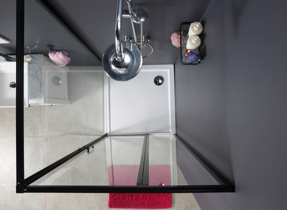 Скляна душова кабіна AVKO Glass RDR13B 90х90х190 Black перегородка для душу Київ - фото 6