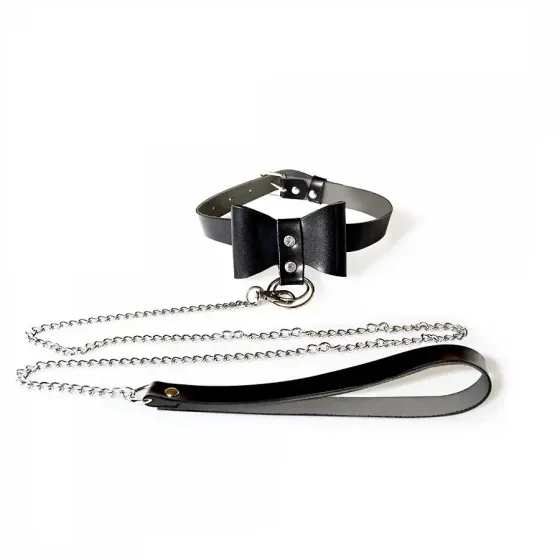 Чокер з повідцем Art of Sex - Butterfly чорний, екошкіра Львів