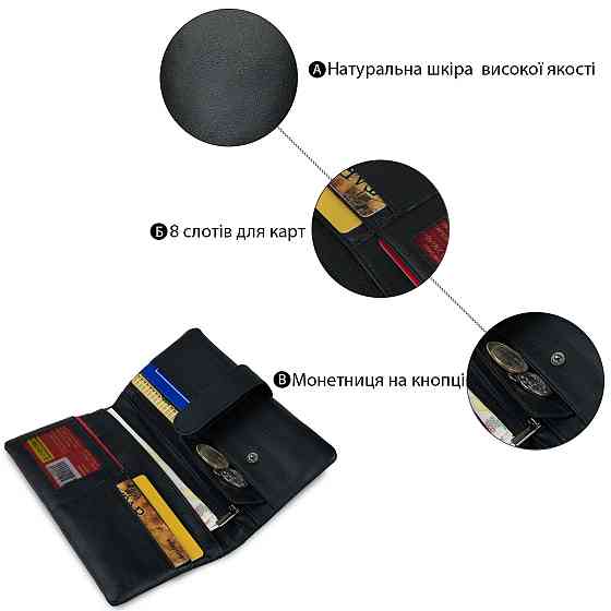 Кошелек универсальный Vintage 14913 Черный Киев
