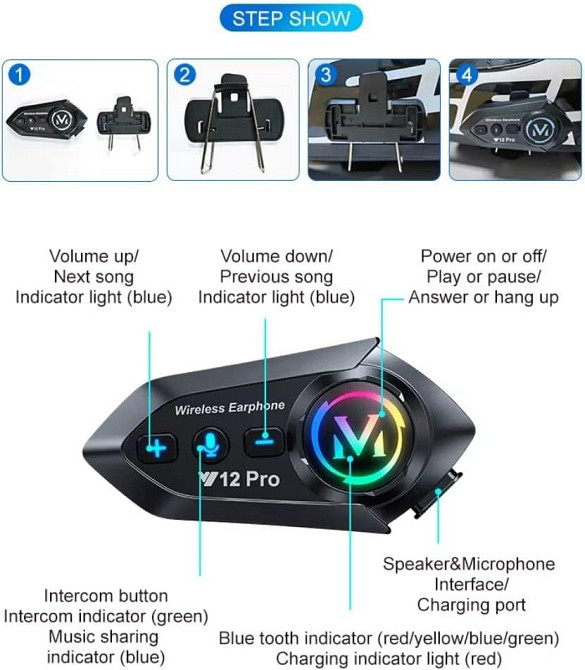 Мотогарнітура Helmet Y12 Pro Луцьк - фото 3