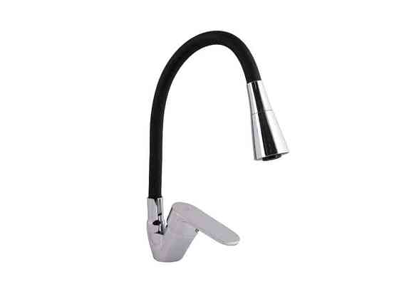 Змішувач на мийку чорний Tani 008F3 з гнучким виливом (k40) LDTAN008F3BCR39484 Black/Chrome ТМ LIDZ Київ