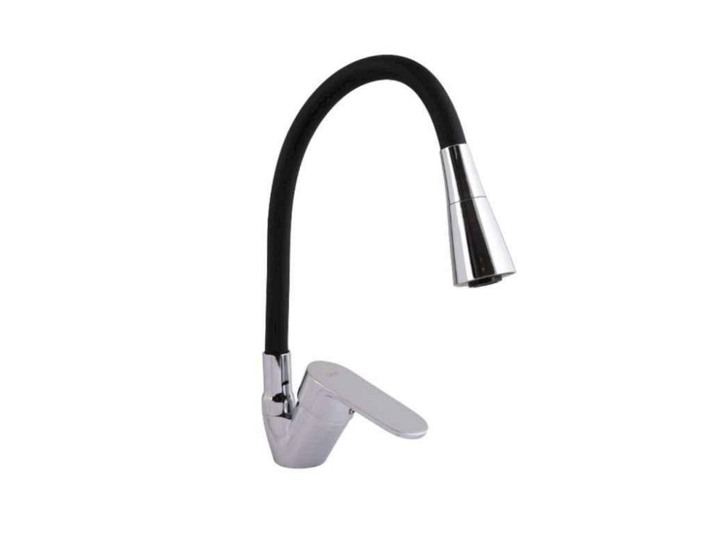 Змішувач на мийку чорний Tani 008F3 з гнучким виливом (k40) LDTAN008F3BCR39484 Black/Chrome ТМ LIDZ Київ - фото 1