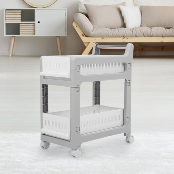 Этажерка на колесиках, двухъярусная полка для хранения, универсальный органайзер для ванной, кухни, офиса, Каменец-Подольский