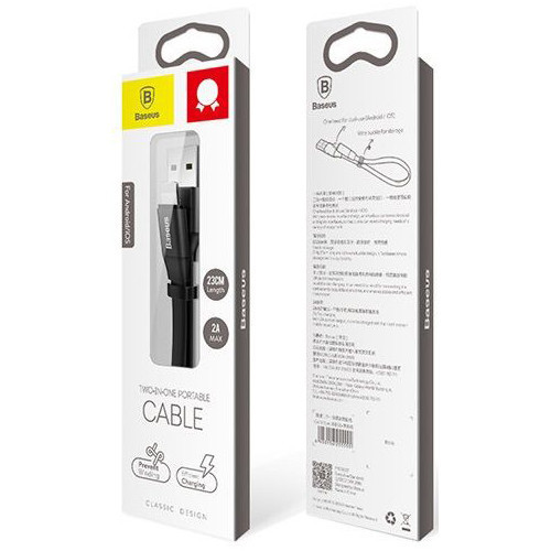 Кабель USB-Lightning/MicroUSB Baseus Two-in-one Portable Cable CALMBJ-01 (Чорний, 0.23 м) Миколаїв - фото 9