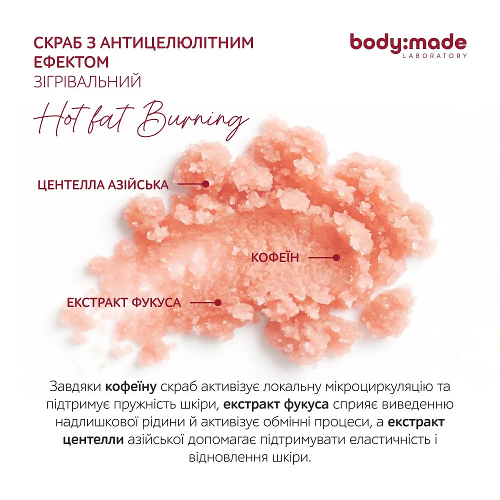 Скраб с антицеллюлитным эффектом согревающий BodyMade 300 г Киев - изображение 5