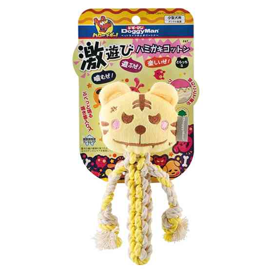 DoggyMan Cotton Tiger ДОГГІМЕН ТИГР З КАНАТОМ жувальна іграшка з пищалкою для собак Київ