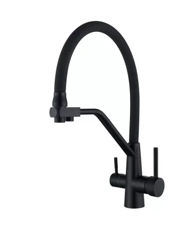 Смеситель для с подключением к фильтру WEZER INX4A-08-BLACK гибкий излив, черный Киев