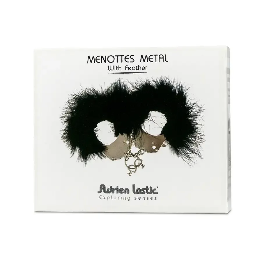 Наручники металеві Adrien Lastic Handcuffs Black з чорною пухнастою обробкою Львів - фото 4