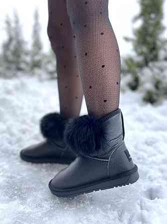 Угги жіночі OUQIDAGENI чорні натуральна шкіра зимові высота 16 см ( -1) Коломия