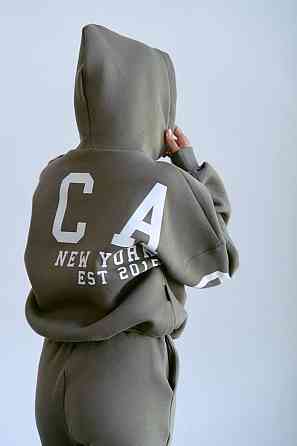 Женский стильный повседневный костюм Chicago с двойным капюшоном Хаки, 42/46 Одесса