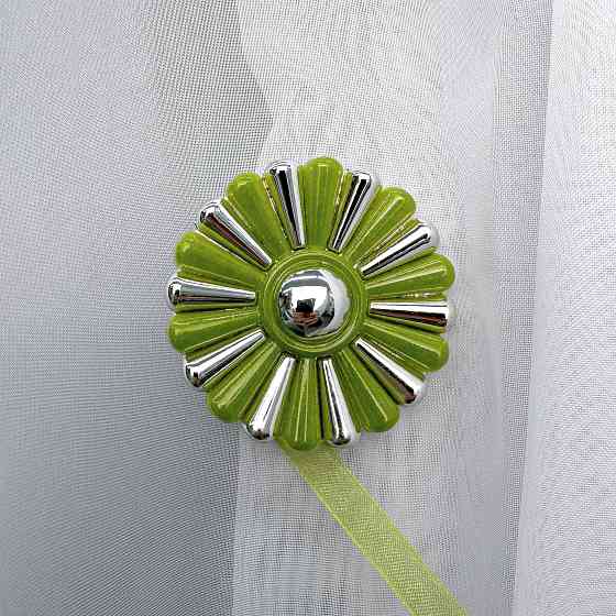 Магніти для штор і гардин Хризантема набір 2 шт Оливковий з сріблястим (81-300) Київ