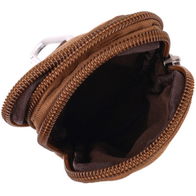 Сумка Vintage На пояс з металевим карабіном з текстилю Коричнева (22225) Вінниця - фото 10