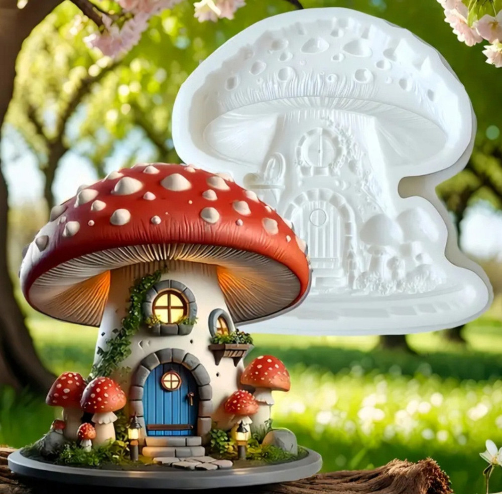 Молд силиконовый Мухомор 10 на 9 см серый Киев - изображение 1