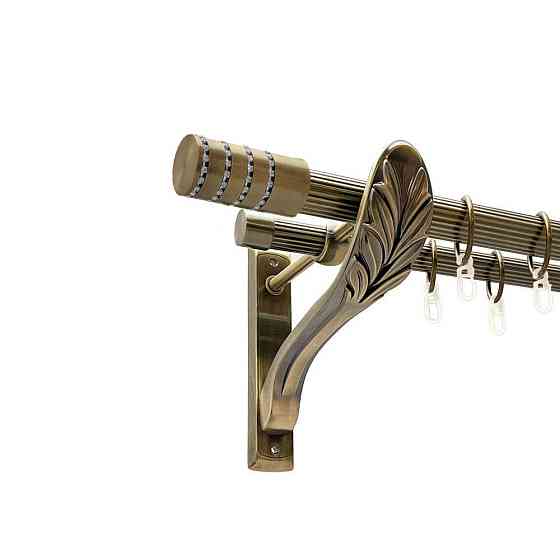 Карниз Orvit Барамелла металевий дворядний ретро рифлена труба кільце металеве Антик 25\19 мм 200 см Львов