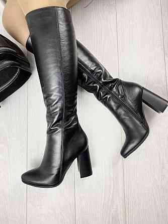 Nivelle Чоботи жіночі NIVELLE чорні натуральна шкіра висота 37см обхват 34-36см каблук 10см (29 Коломыя