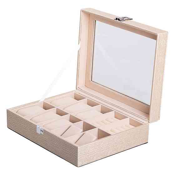 Шкатулка для украшений из эко кожи 25.5×20×7.5 см органайзер для ювелирных изделий HP-5-6GOLD Киев