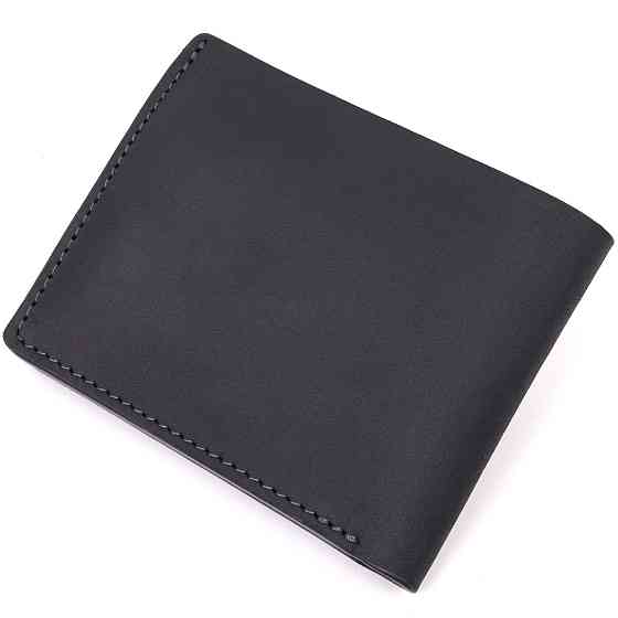 Матовое кожаное портмоне в два сложения Черный (GRANDE PELLE) Киев