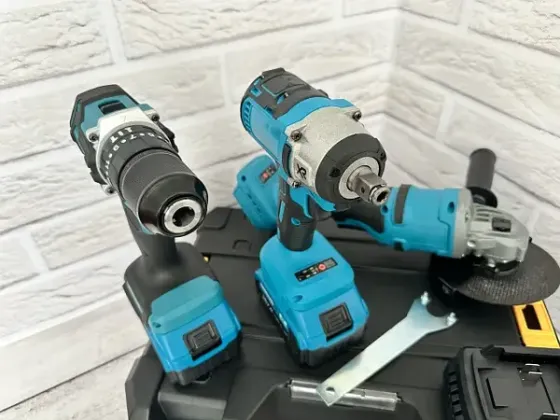 Набір акумуляторного інструменту 3 в1 Болгарка + Шуруповерт Гайковерт (синій), 0-2200 об/хв, патрон 1/2 Одеса