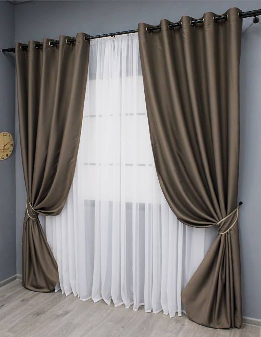Комплект штор на люверсах VR-Textil Midnight № 1673ш 150х270 см 2 шт Какао (37-0221) Киев - изображение 3