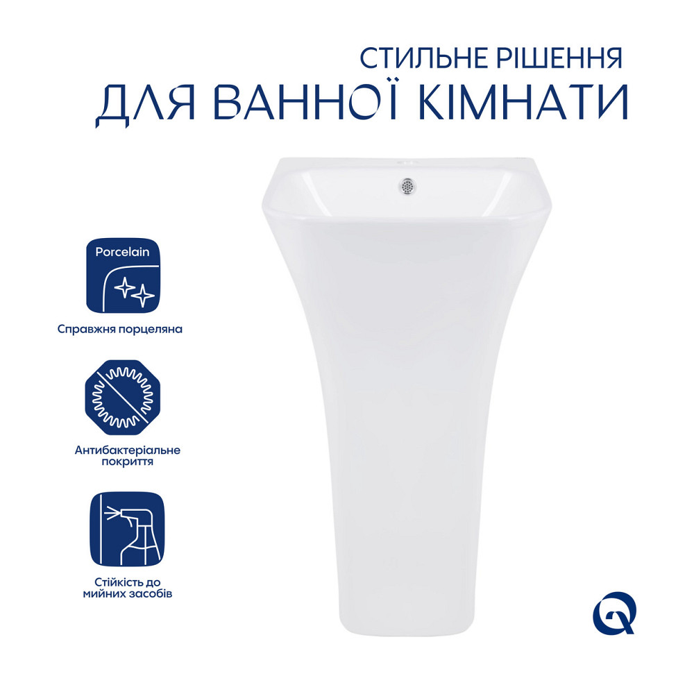 Раковина підлогова моноблок Qtap Crow 445x420x840 White QT0511G315WN Київ - фото 3