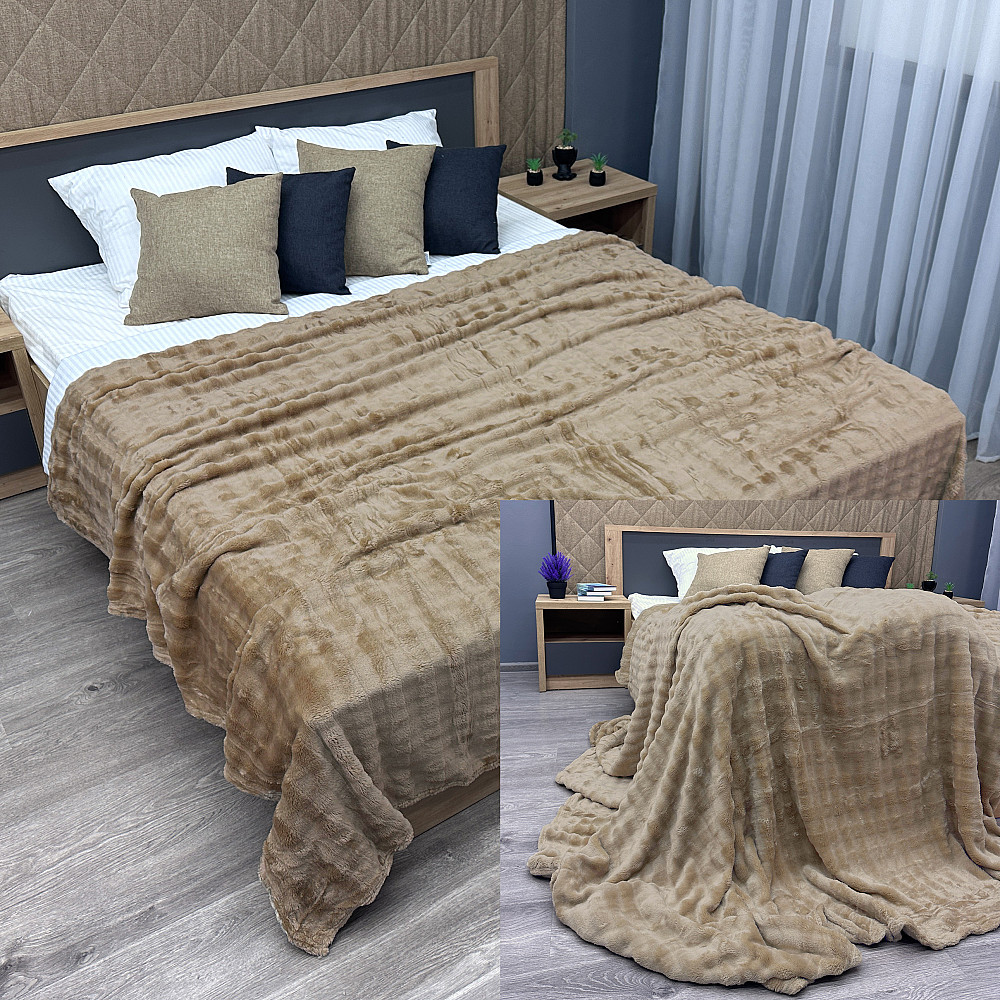 Плед-покривало 200х230 см (+-5см) Soft Night Темно-бежевий (87-135) Київ - фото 1