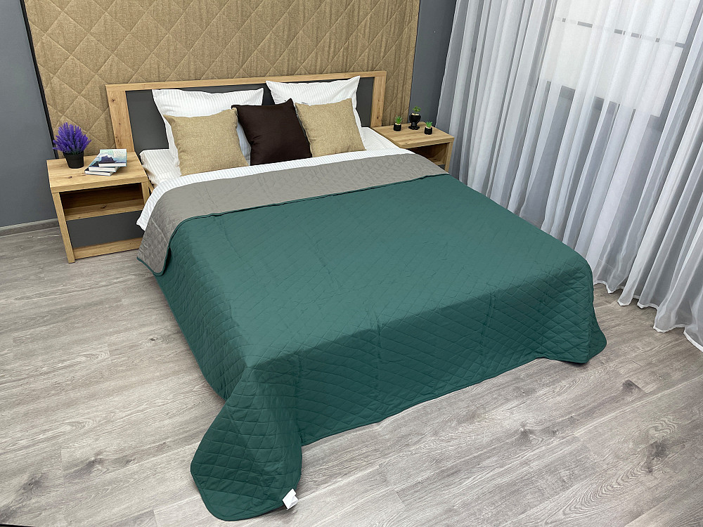 Покрывало двустороннее Decorator Microfiber ромб 160х215 см зеленый с серым (85-007) Киев - изображение 8