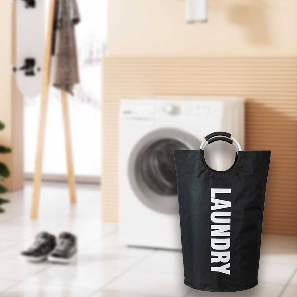 Корзина для белья в ванную комнату,органайзер для стирки хранения вещей складная с алюминиевыми ручками,чёрный Каменец-Подольский - изображение 9