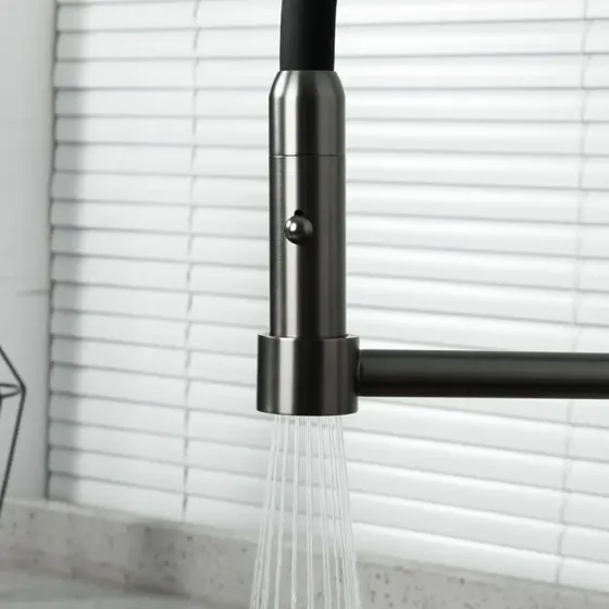 Змішувач для кухні GAPPO G4398-51 з гнучким виливом, 2 режими, графіт/чорний Київ