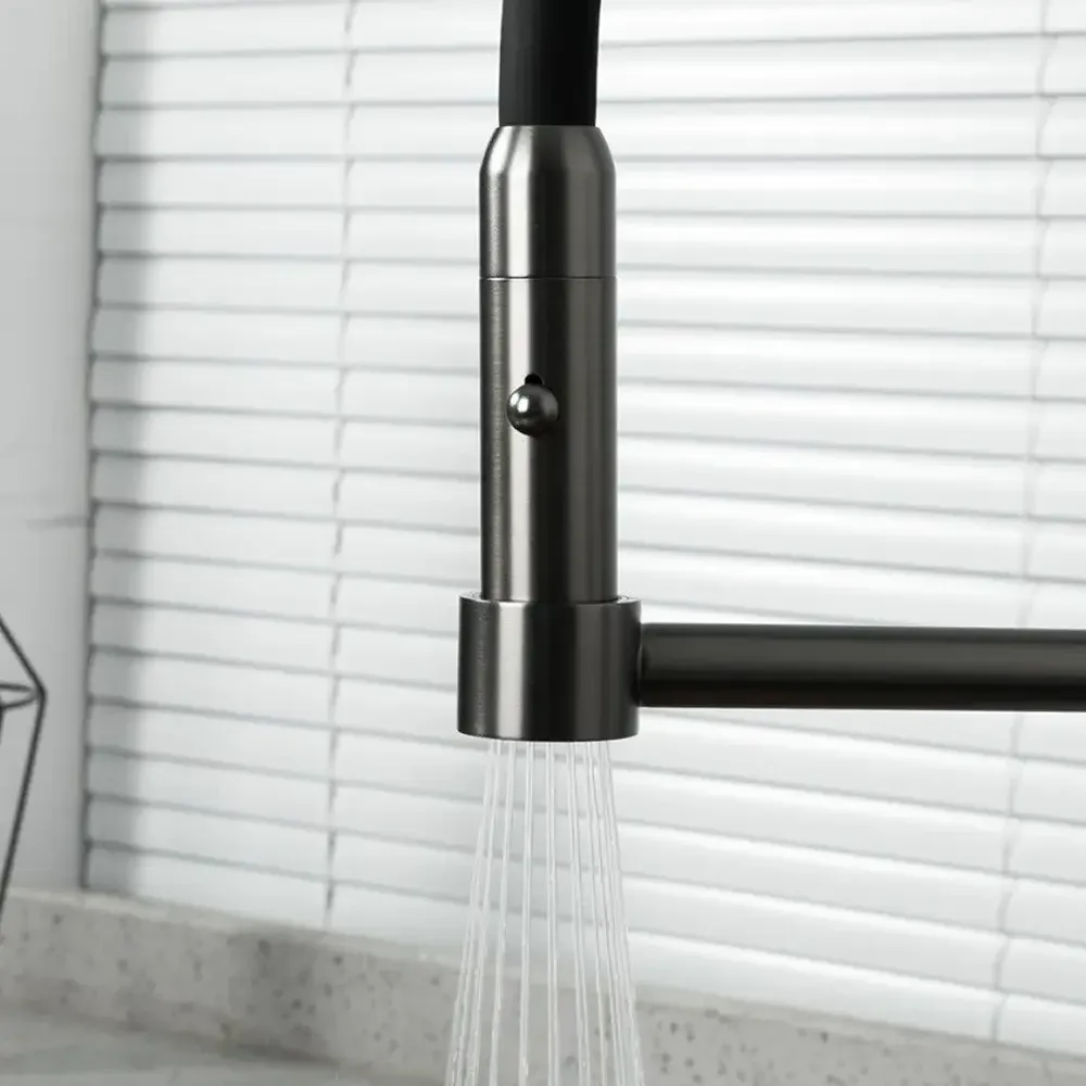 Змішувач для кухні GAPPO G4398-51 з гнучким виливом, 2 режими, графіт/чорний Київ - фото 4