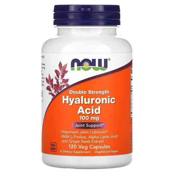Гіалуронова кислота NOW Hyaluronic Acid, Double Strength, 100 mg, 120 Veg Capsules Луцьк