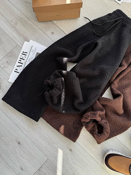 Жіночі прогулянкові теплі штани букле на флісі Чорний Одеса - фото 1