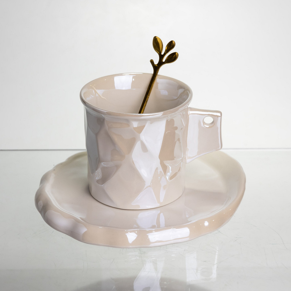 Yiwu Чашка порцелянова для кави 200 (мл) з блюдцем і ложкою, гарна чашка в подарунок Білий FM-2 Коломыя - изображение 4