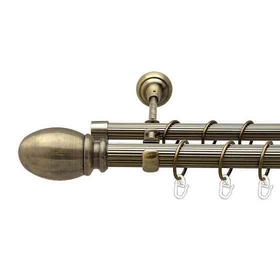 Карниз Orvit Белуно металевий дворядний відкритий рифлена труба кільце металеве Антик 25\19 мм 300 см Львов