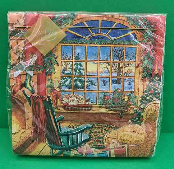 Новогодняя бумажная салфетка (ЗЗхЗЗ, 20шт) LuxyНГ Рождественская атмосфера(1241) (1 пачка) Харьков