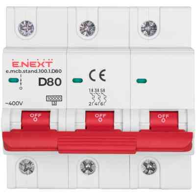 Автоматичний вимикач E.NEXT 3-п e.mcb.stand. 80А D ( 10кА) (s026002) Вінниця