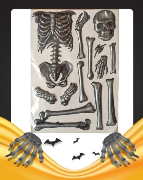 Наклейка для Хэллоуина 3D Скелет 50 на 30 см серебристый Киев - изображение 2