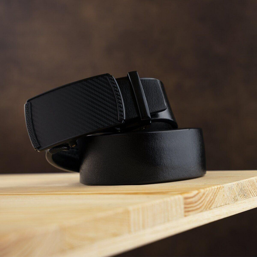 Ремень мужской c пряжкой мелкий ромб Vintage 20285 Черный Киев - изображение 6