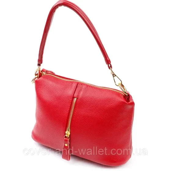 Женская сумка через плечо из натуральной кожи красного цвета Leather Collection Киев