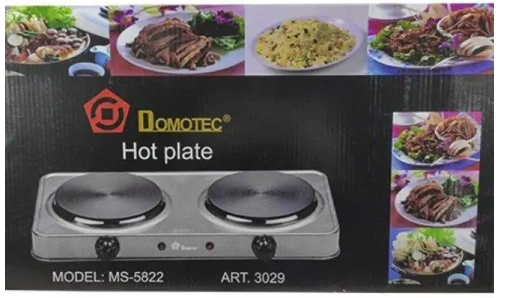 Электрическая плита Domotec MS-5822 с 2 конфорками, мощность 2000 Вт, серый корпус, компактная модель Одесса