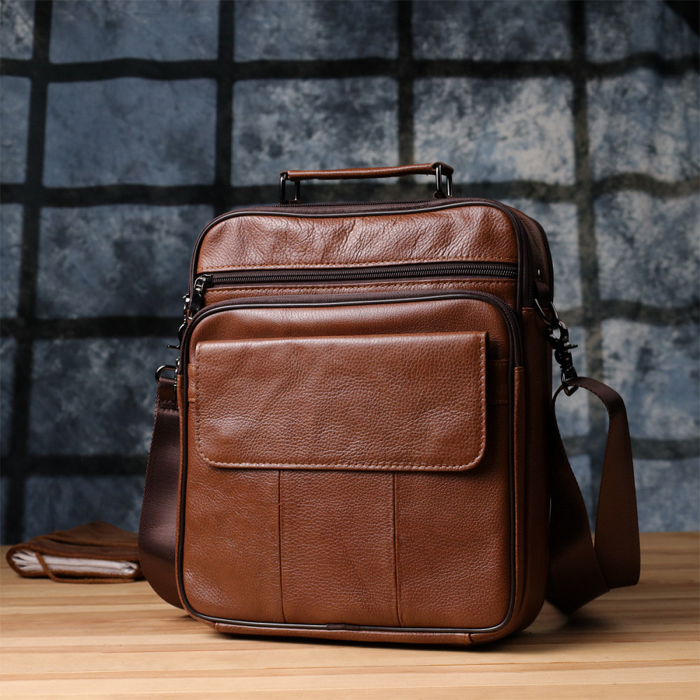 Мужская сумка с ручкой для переноса в руке из натуральной кожи Vintage 23025 Светло-коричневый Киев - изображение 10