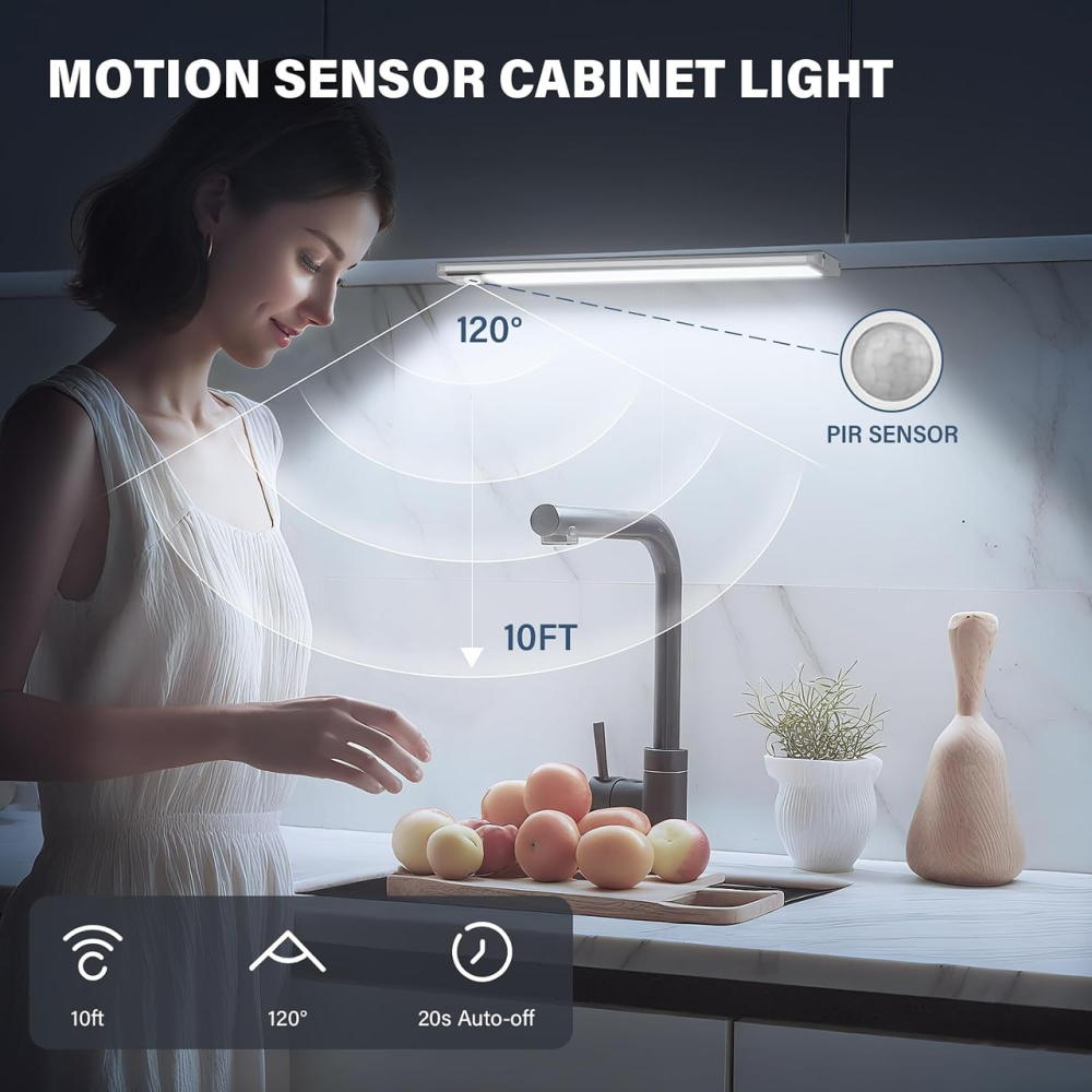 Акумуляторні LED-світильники Bilonly 25 см 2 шт., 40 LED, датчик руху 120°, 1800 мАг, USB-C, 5 рівнів яскравості Київ - фото 5