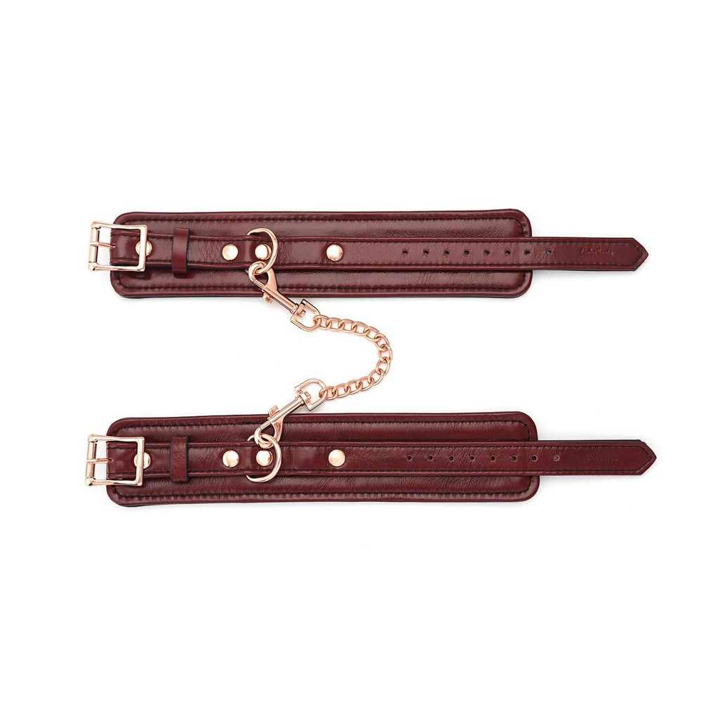 Шкіряні поножі Liebe Seele Wine Red Ankle Cuffs, знімний ланцюжок-кріплення Sex Aura Київ - фото 4