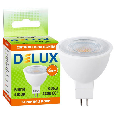 Лампочка Delux JCDR 6Вт 4100K 220В GU5.3 (90019265) Винница - изображение 3