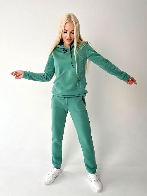 Жіночий спортивний костюм на флісі "Impuls" оптом | Батал | Розпродаж моделі Оливковий, 50-52 Київ - фото 3