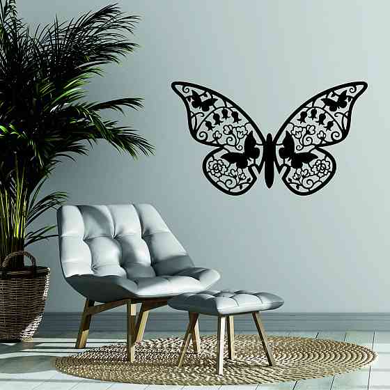 Декоративне настінне Панно  «Метелик» , Декор на стіну 70*40 см, Чорний Київ