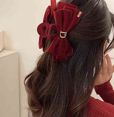 Заколка-крабик бант оксамитовий 