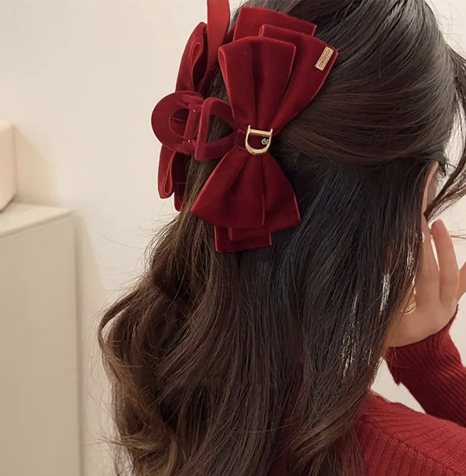 Заколка-крабик бант оксамитовий 