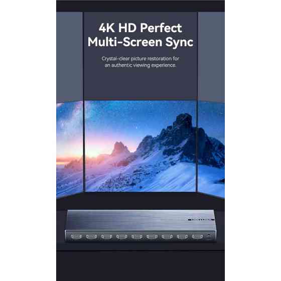 Сплітер Vention 4K 1x8 HDMI Splitter Black Aluminum Alloy Type EU Standard Київ